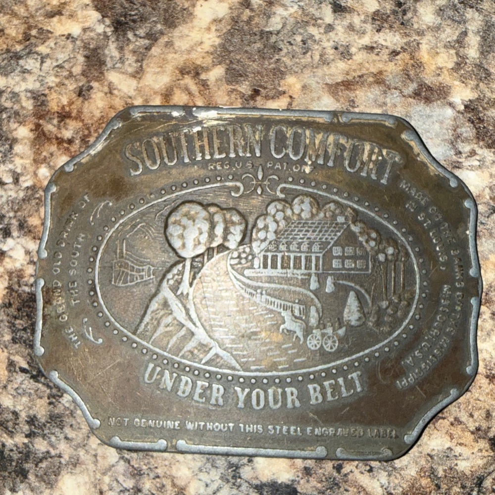 Vtg 1970's Southern Comfort Whiskey Promo Belt Buckle Whiskey Liqueur Alcohol